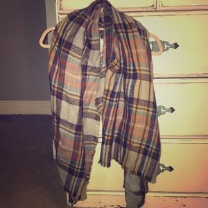 Plaid blanket scarf